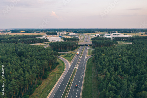 Aerial drone photography of highway intersection.  © marcinjozwiak