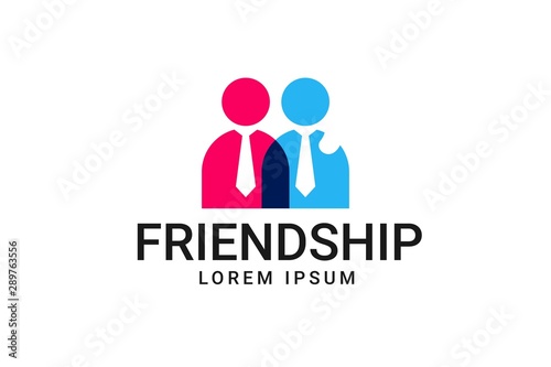 Two Friends Logo Icon People Teamwork partener Vector Illustration