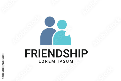 Two Friends Logo Icon People Teamwork partener Vector Illustration