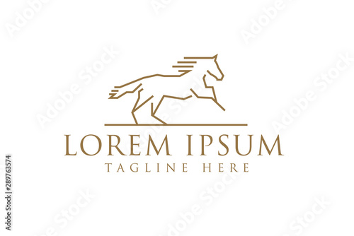 Stallion Horse Running Race Logo Vector Design Template