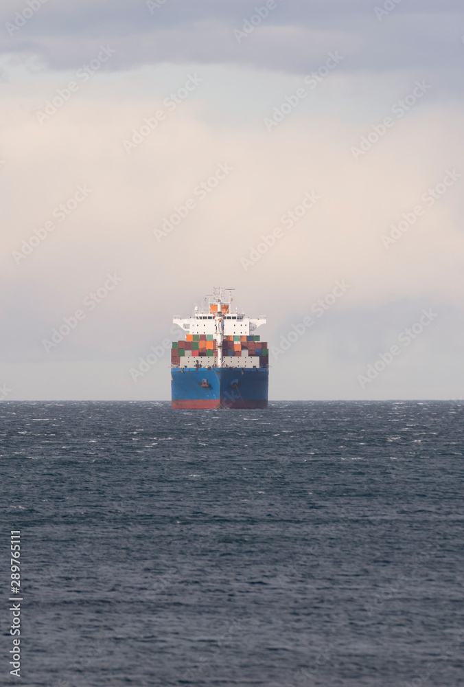 Container transport ship in the Atlantic Ocean. Container transport ship in the Atlantic Ocean.