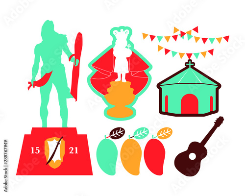 cebu philippines landmark icon vector set