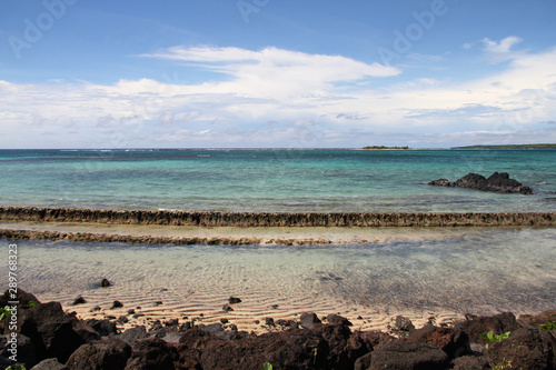 Beautiful pacific ocean road from south coast road of Savai i  Samoa.