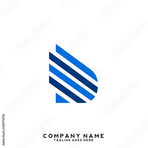 D initial letter, modern logo design template
