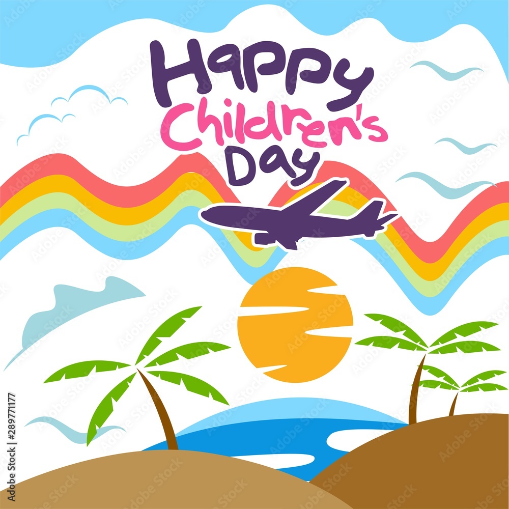Naklejka premium Happy Children's Day for International Children Celebration. Vector Illustration