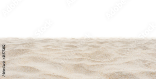 Beach sand in nature on white background.