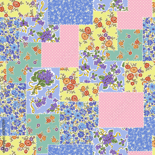 Seamless patchwork of pretty floral design