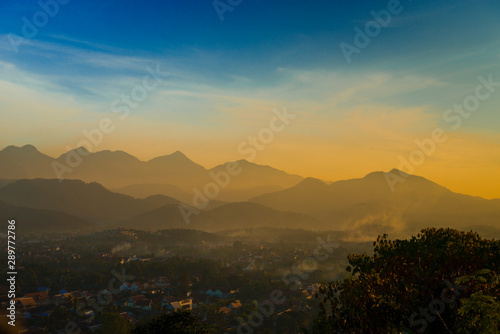 Sunset at Laung Prabang in Bird Eye View:: Mount. PhouSi view point, Laos