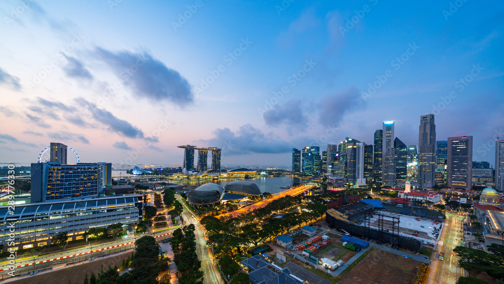 Singapore skyscrapers at dawn