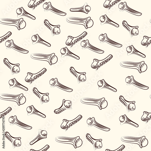Ink hand drawn dried cloves seamless pattern. Engraving style.