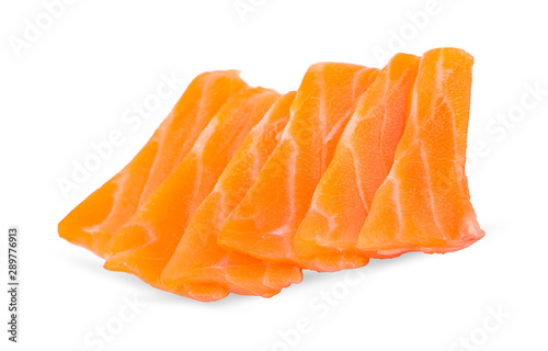 Slided Raw Salmon Sashimi White Background