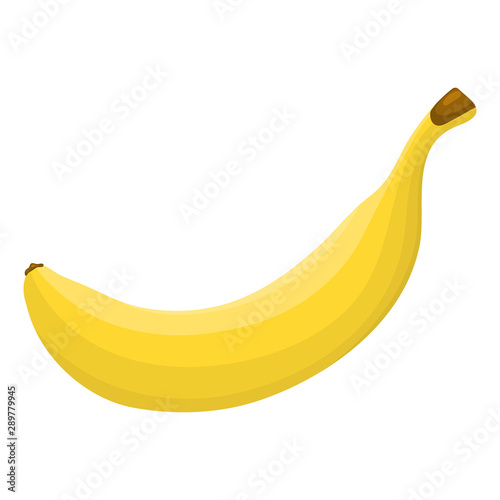 Fresh cartoon yellow banana icon logo emblem isolated on white background. Vector illustration for any design.