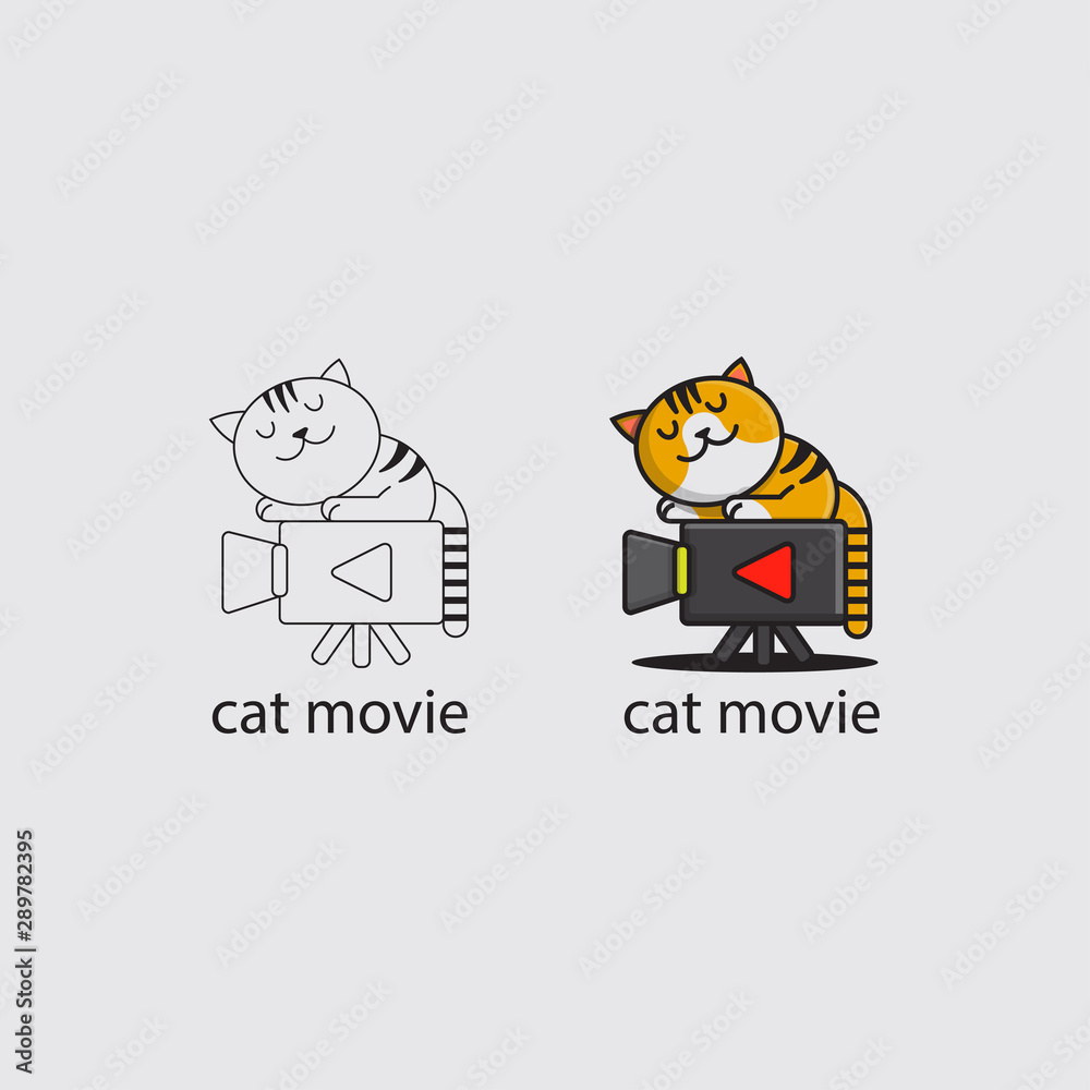 icon logo cat movie with white background