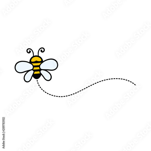 Funny Bee, Cute Bee and Honey Character Logo Vector