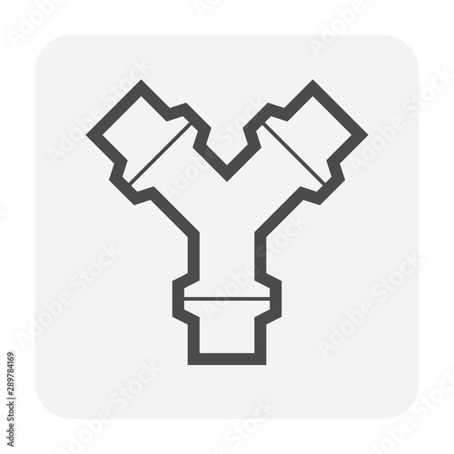 Pipe vector icon. Made from steel or metal connection by flange fitting fixing by screw and bolt. Part for pipeline construction to transport oil and gas in industry, water in plumbing and irrigation.