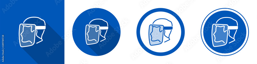 Symbol Face Shield Must Be Worn sign on black background Symbol Face Shield Must Be Worn sign on black background