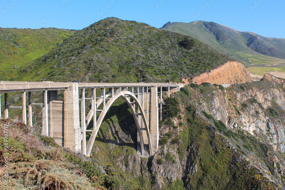 View of Bixby Creek Bridge from its northern end, California, USA View of Bixby Creek Bridge from its northern end, California, USA