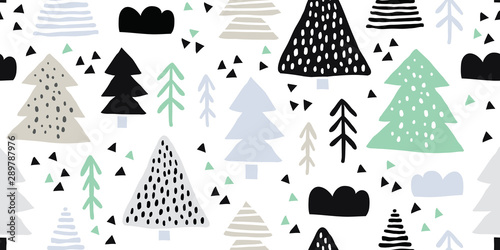 Childish seamless pattern, colorful forest