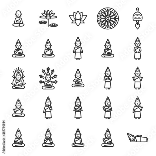 Buddhism and Oriental Religion in 64x64 px outline icon set