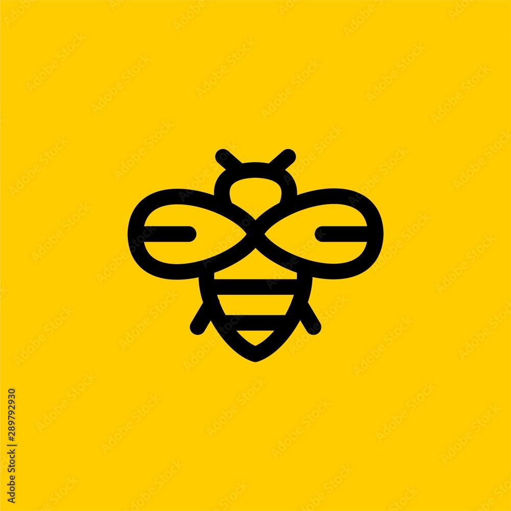 Bee logo design vector. Honeybee abstract symbol. Outline flying insect vector icon. Bee logo design vector. Honeybee abstract symbol. Outline flying insect vector icon.
