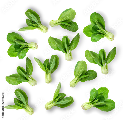 Tableau sur toile Bok choy vegetable isolated on the white background. top view