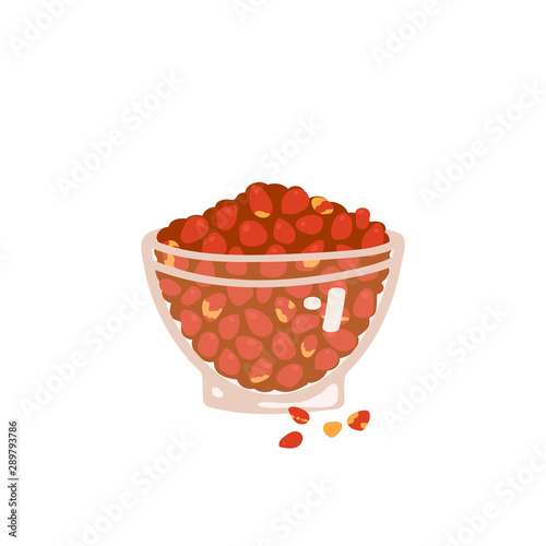 Peanuts in a cup Isolated on a white background.Vector illustration in freehand drawn style