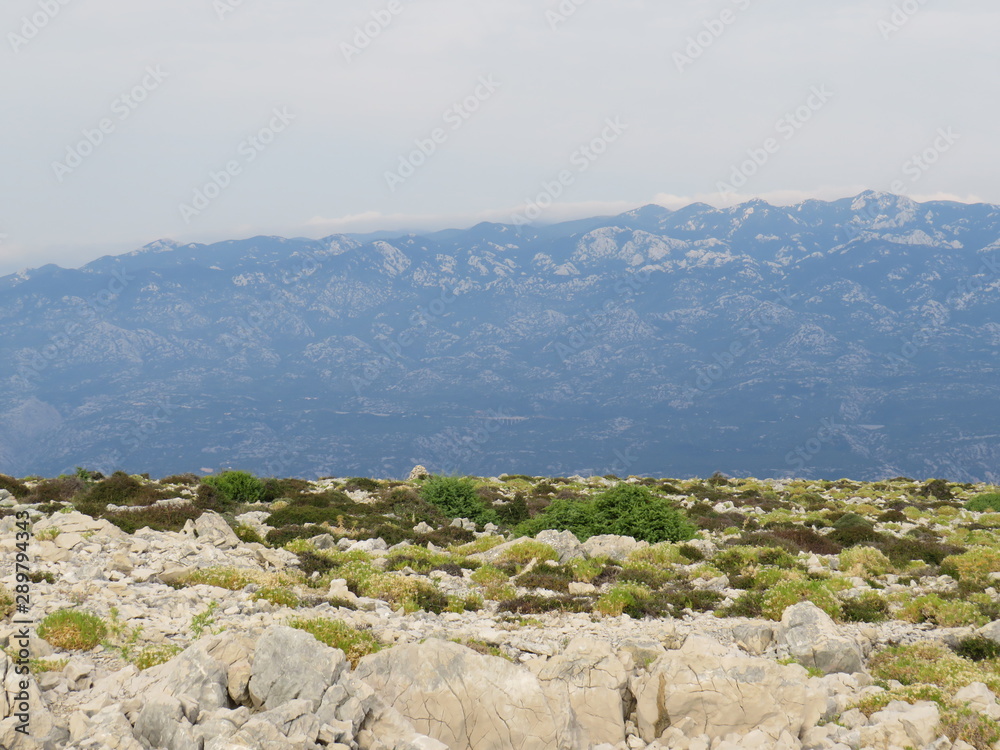 view of mountains from Rab croatia