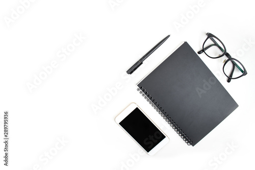 The top view of a businessman's accessories isolated background.