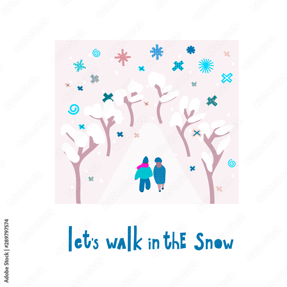Lets walk snowflake tongue winter Christmas season