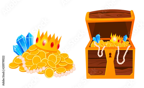 Gold treasures with expensive diamonds