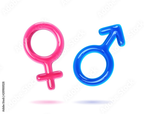 Glass gender symbols isolated on white. Clipping path included