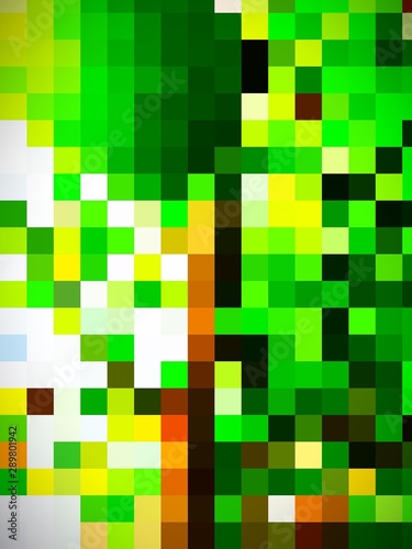 Superb abstract mosaic white background with green and yellow squares
