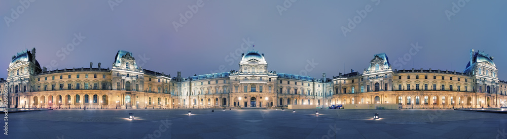 Panoramic view of Louvre Museum in Paris