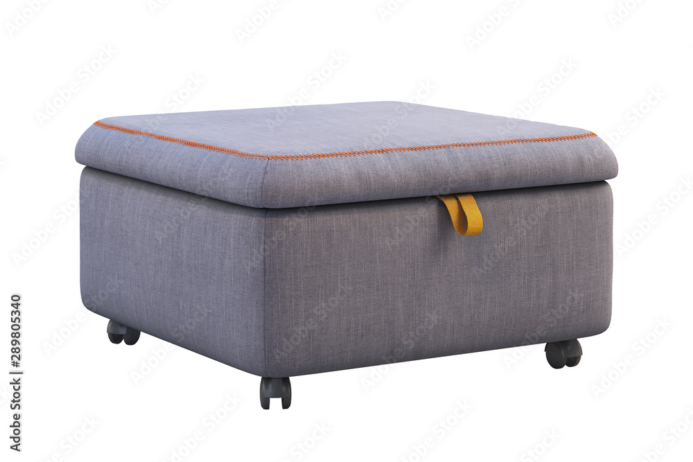 Fabric storage seat section with casters. 3d render Fabric storage seat section with casters. 3d render