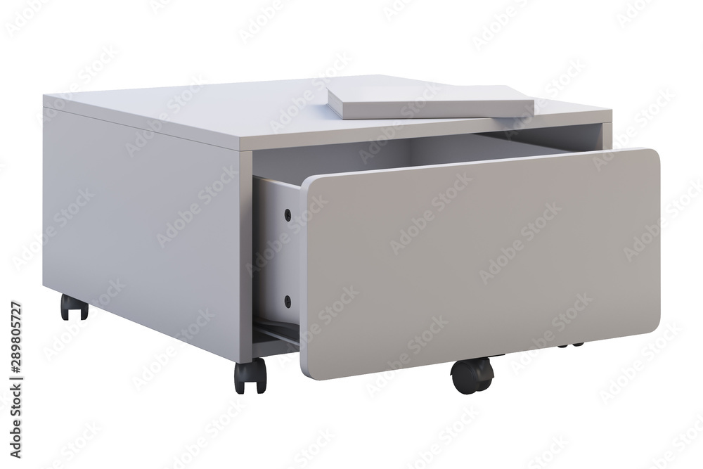 White storage box with casters. 3d render White storage box with casters. 3d render