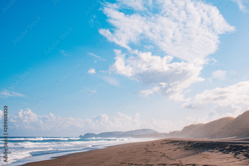 Areal de Santa Barbara - a pretty black sand beach on the north coast of Sao Miguel Island, Azores, Portugal Areal de Santa Barbara - a pretty black sand beach on the north coast of Sao Miguel Island, Azores, Portugal