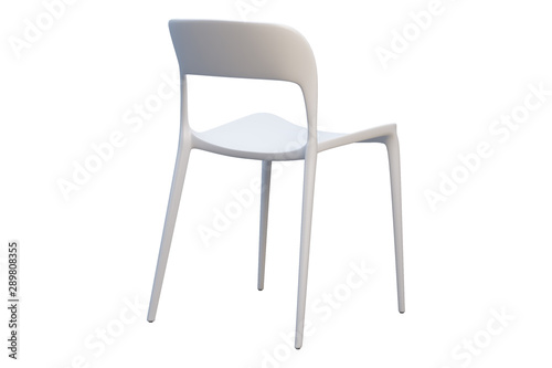 White plastic mid-century chair with thin legs. 3d render