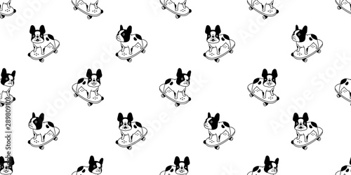 dog seamless pattern french bulldog vector skateboard sport Christmas cartoon scarf isolated repeat wallpaper tile background illustration gift wrap paper design