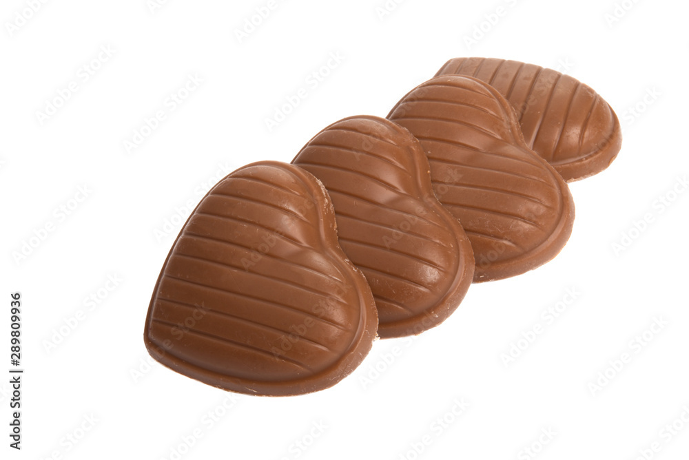 chocolate hearts isolated