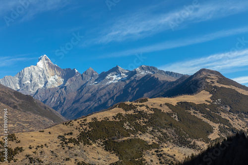 Stunning view of the Siguniang (Four Sisters) Mountain in Sichuan, China