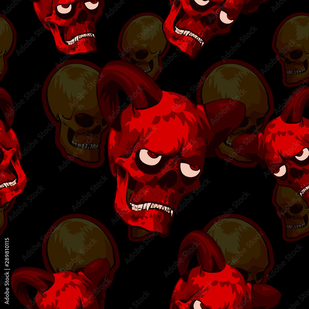 Scary seamless background with skull, vector image Scary seamless background with skull, vector image