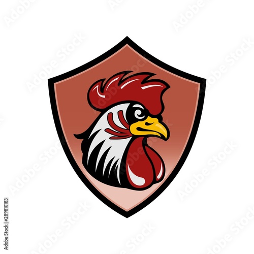 Rooster. Cock. Abstract rooster logo icon. Red rooster as symbol