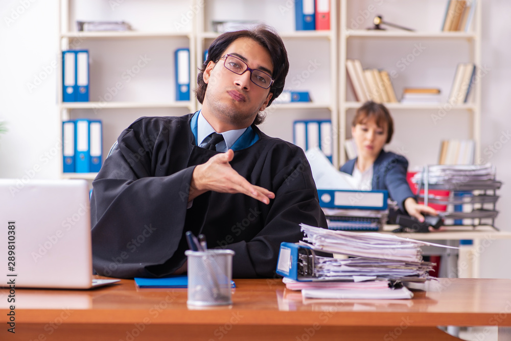 Obraz premium Two lawyers working in the office