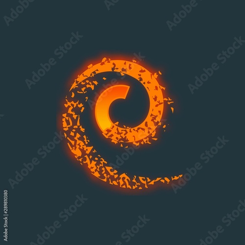 Wallpaper Mural Vector orange spiral. Glowing spark trail tracing on transparent navy blue background Torontodigital.ca