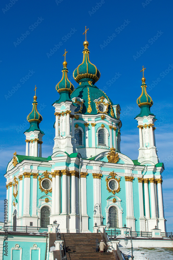 KYIV, UKRAINE - NOVEMBER 18: Saint Andrew's Church in Kyiv, Ukraine on November 18, 2018.