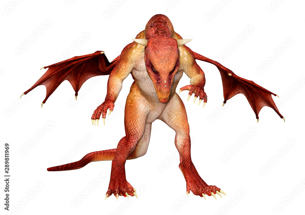 3D Rendering Fairy Tale Dragon on White 3D Rendering Fairy Tale Dragon on White