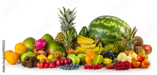 Tropical fruits on white