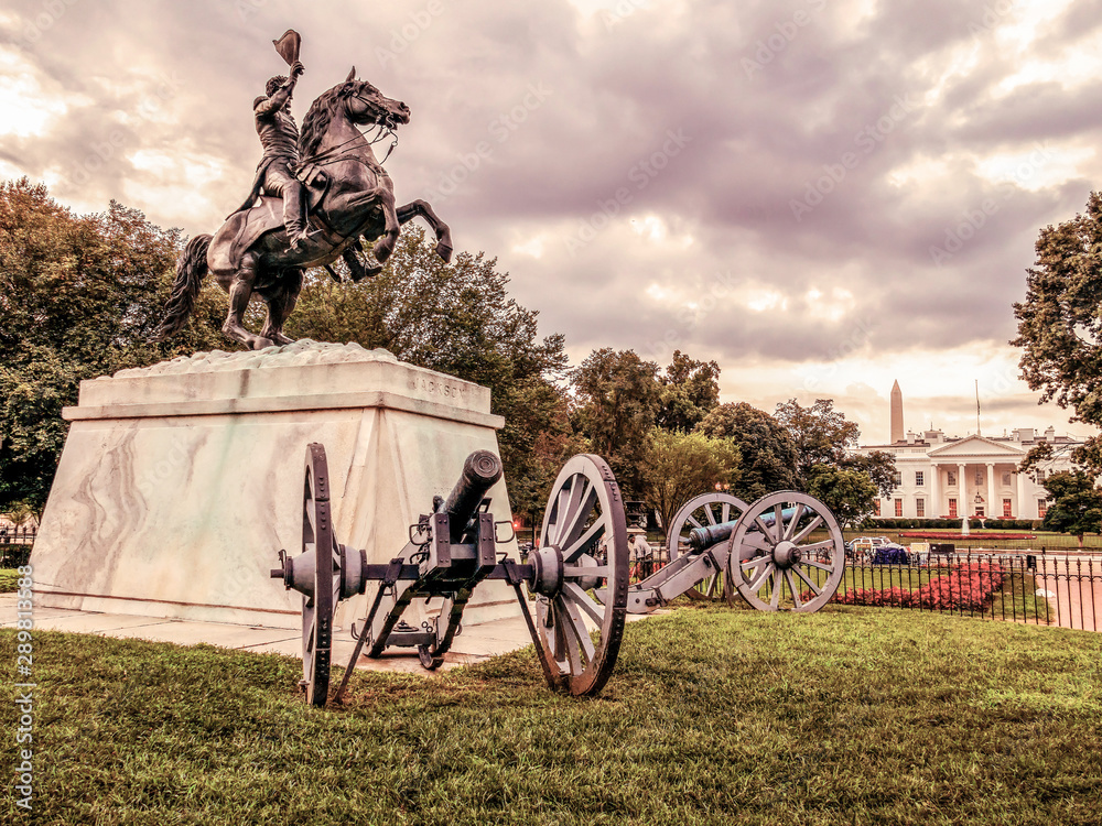 Fototapeta premium Andrew Jackson Statue, Lafayette Square. Washington DC