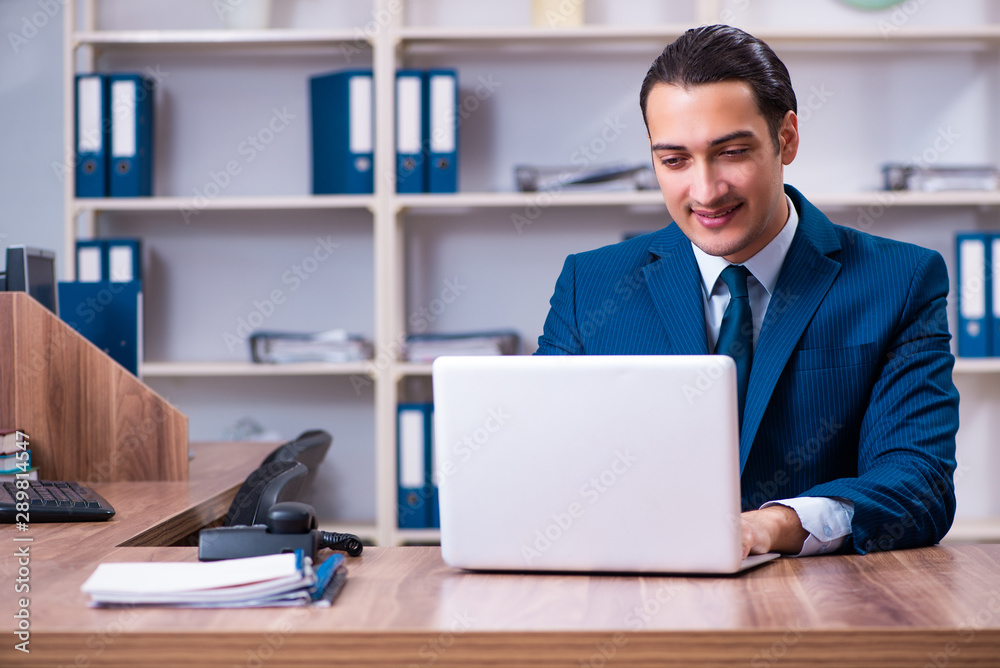 Young handsome businessman working in the office Young handsome businessman working in the office