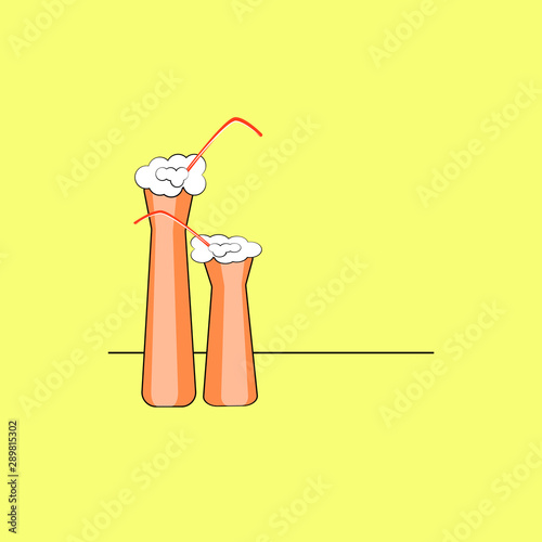 Pina colada with cream and straw. Alcoholic beverage.  icons